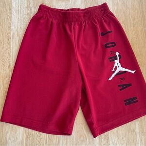 Air Jordan Basketball Shorts Boy Red Big Logo Print Elastic Waistband Athleisure